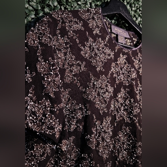 Lane Bryant Brown And Shimmer Sheer Shirt - Picture 3 of 5